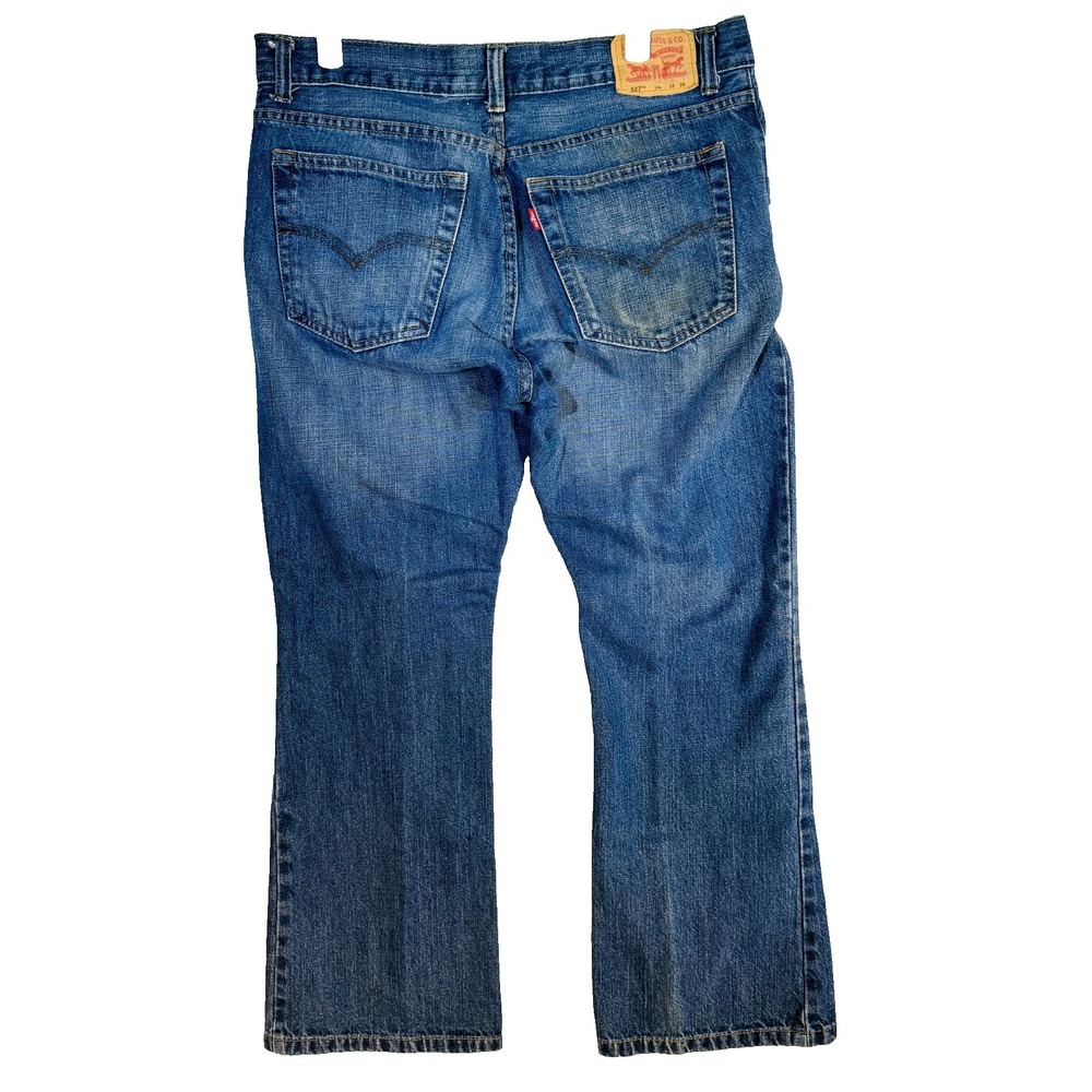 Levis 527 Jeans Teens 33x28 Blue Medium Wash Bootcut Slim Denim Zip Fly - Picture 5 of 14